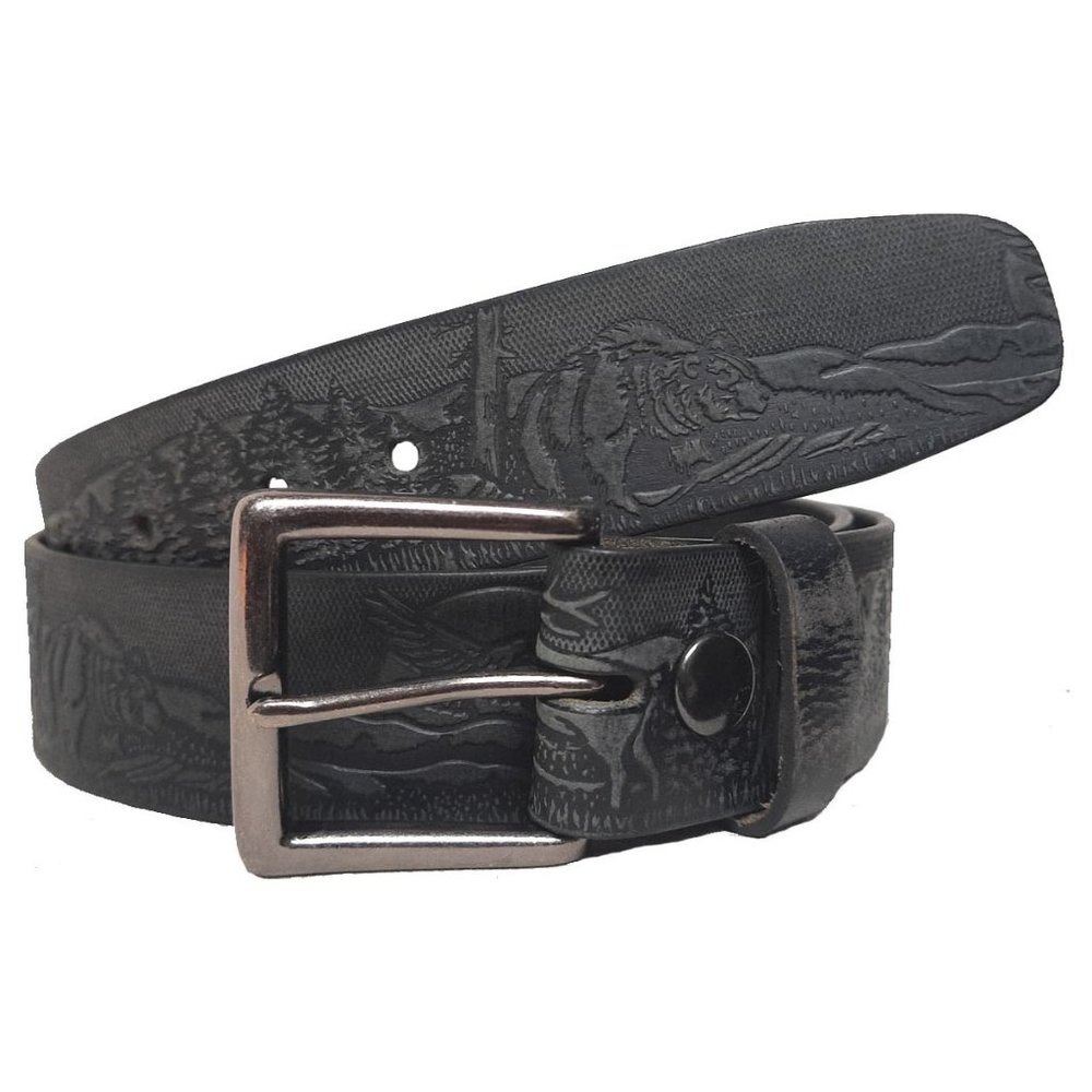 GENUINE COWHIDE LEATHER FOREST EMBOSSED BELT 40MM BLACK#1040